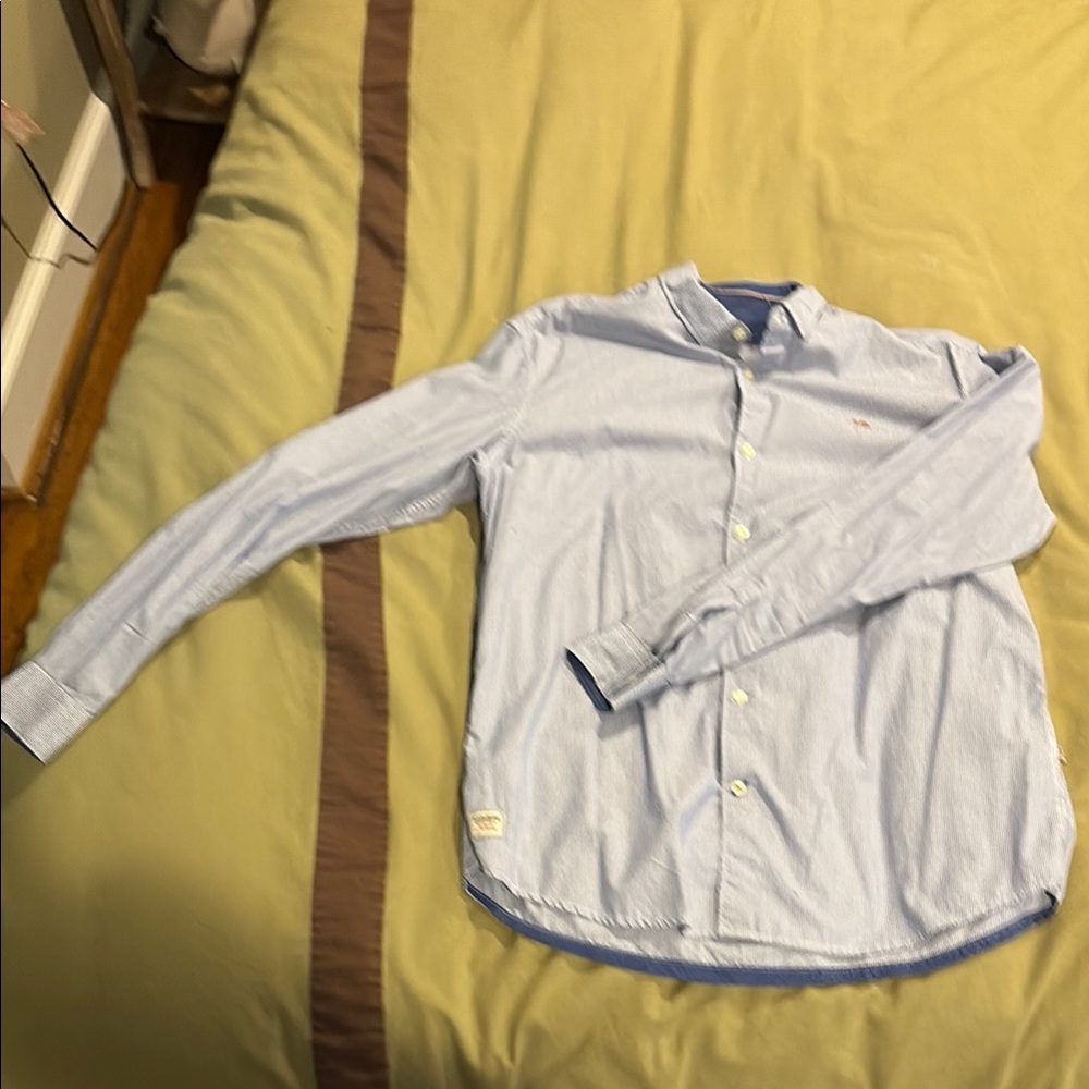 Napapijri Blue Casual Button Down Shirt with Subtle Pattern